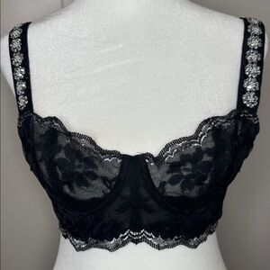 NWOT Victoria's Secret Dream Angels Sequin Pearl Unlined Longline Demi Bra 34B